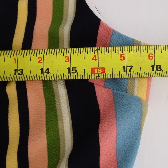 BCX Multicolor Striped Sleeveless Button Accent Dress Women Size XL V-neck - Picture 8 of 10